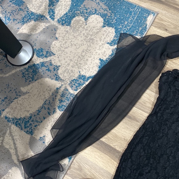 🕷️ Vintage Roberta High Neck Emo Goth Lace Beaded Prom Dress Gown With Sash 🕷️ - Picture 7 of 14